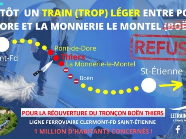 Ligne Clermont Thiers Boën St-Etienne : l’association Letrain634269 met en garde sur un projet de train très léger