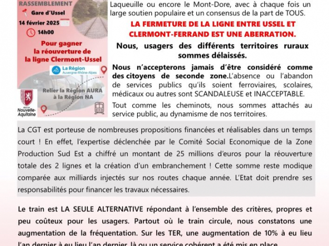 Ligne Ussel Clermont-Ferrand : la manifestation pour la réouverture du 14 février [MAJ]