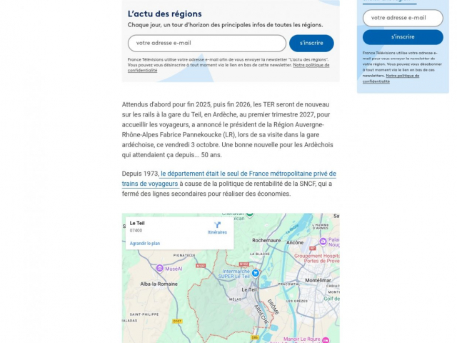 Rive droite du Rhône : NON aucun train ne prendra de voyageurs gare du Teil en 2026 ! [MAJ]