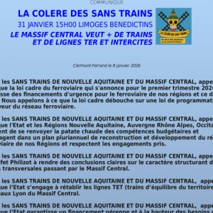 LA COLERE DES SANS TRAINS DE Nelle AQUITAINE ET DU MASSIF CENTRAL