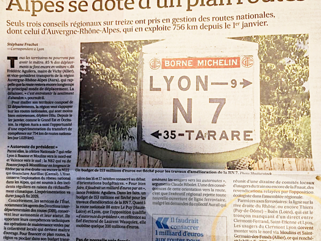 A défaut d’un plan rail la région Auvergne Rhône Alpes s’est dotée d’un plan route
