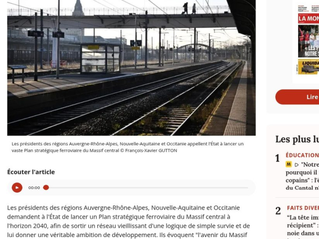 Lignes du Massif central : Les 3 présidents de régions demandent un plan d’urgence pour le train