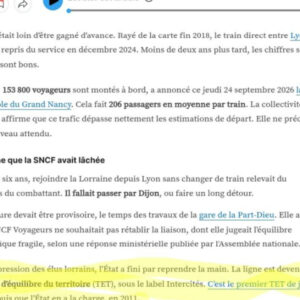Plein succès pour l&rsquo;Intercité Nancy Lyon créé il y a un an