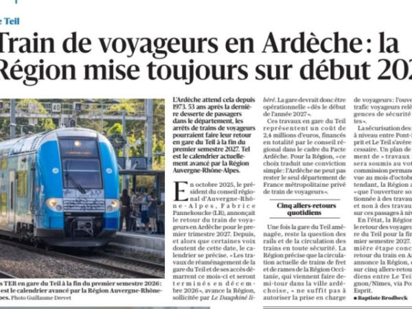 Retour des trains Rive droite du Rhône : où en est-on ?