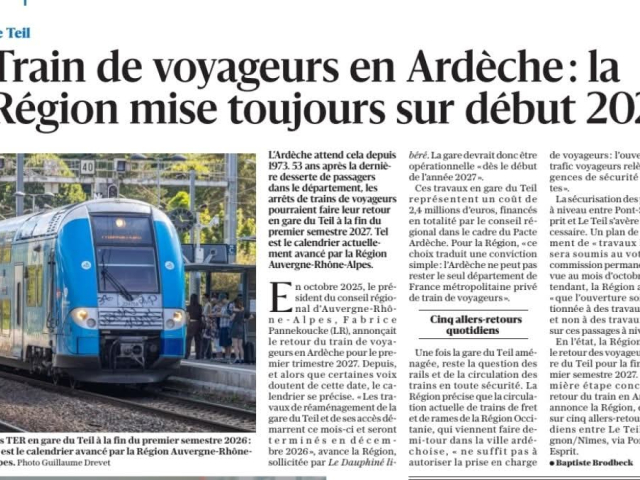 Retour des trains Rive droite du Rhône : où en est-on ?