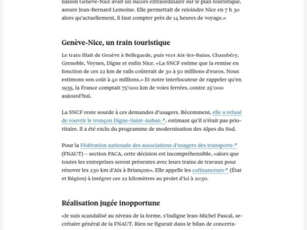Retour du train Alpazur entre Genève et Nice pour les JO : Pas prioritaire pour la SNCF